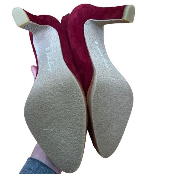 Lola Cruz Herne V Cut Zip Ankle Boot Red Suede 6.5 - Picture 7 of 8